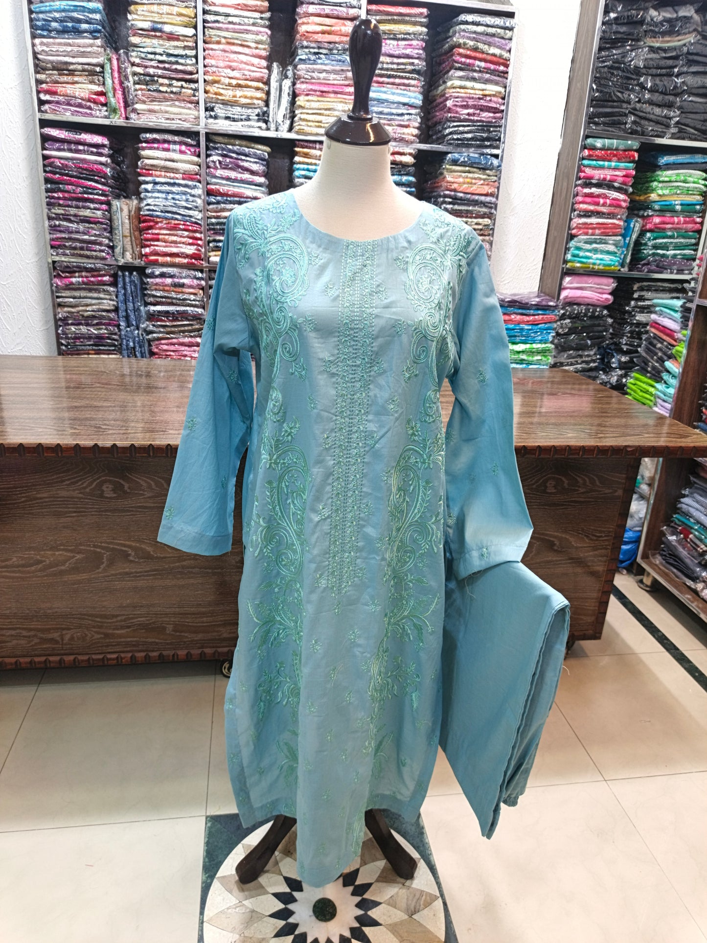 Breeze embroidered lawn stiched long shirt trouser 2 pc frzs