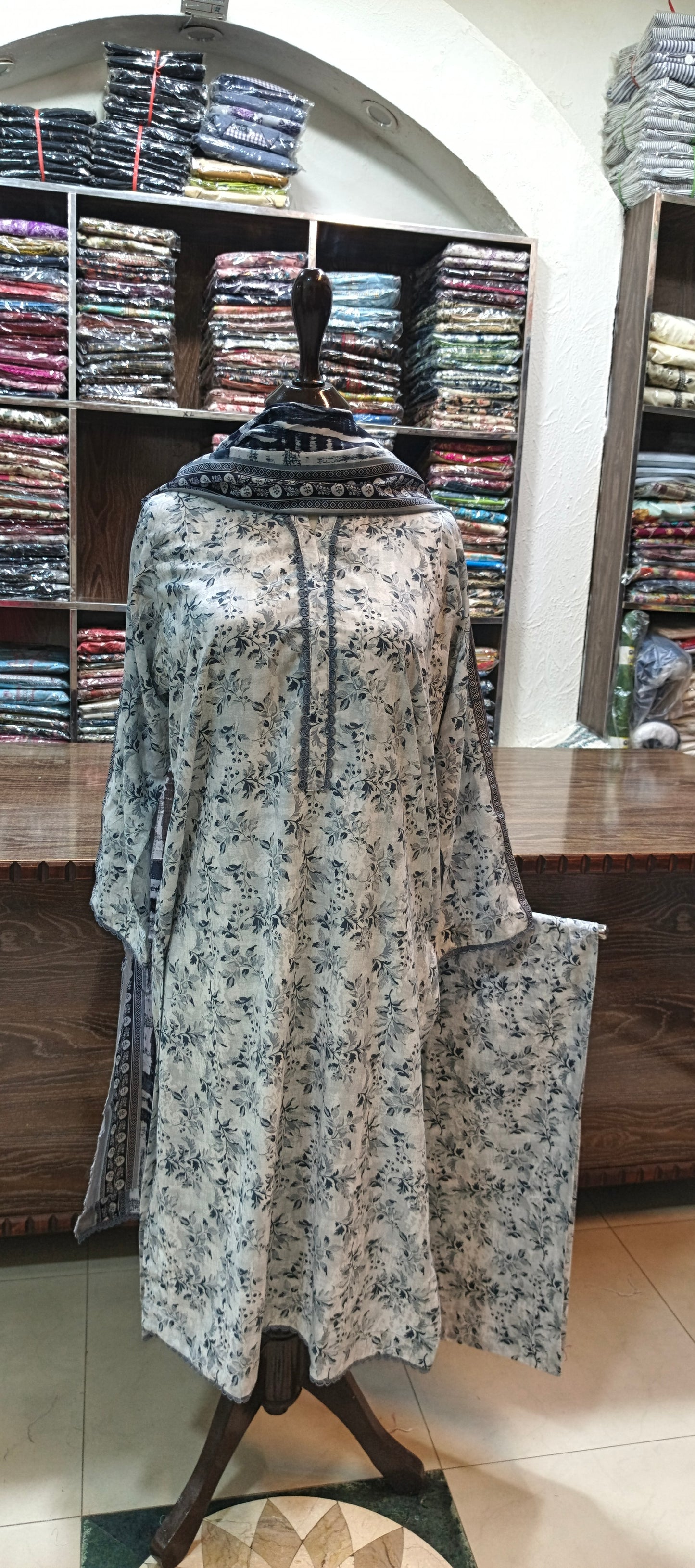 Binsaeed premium lawn stiched long shirt trouser 3 pc