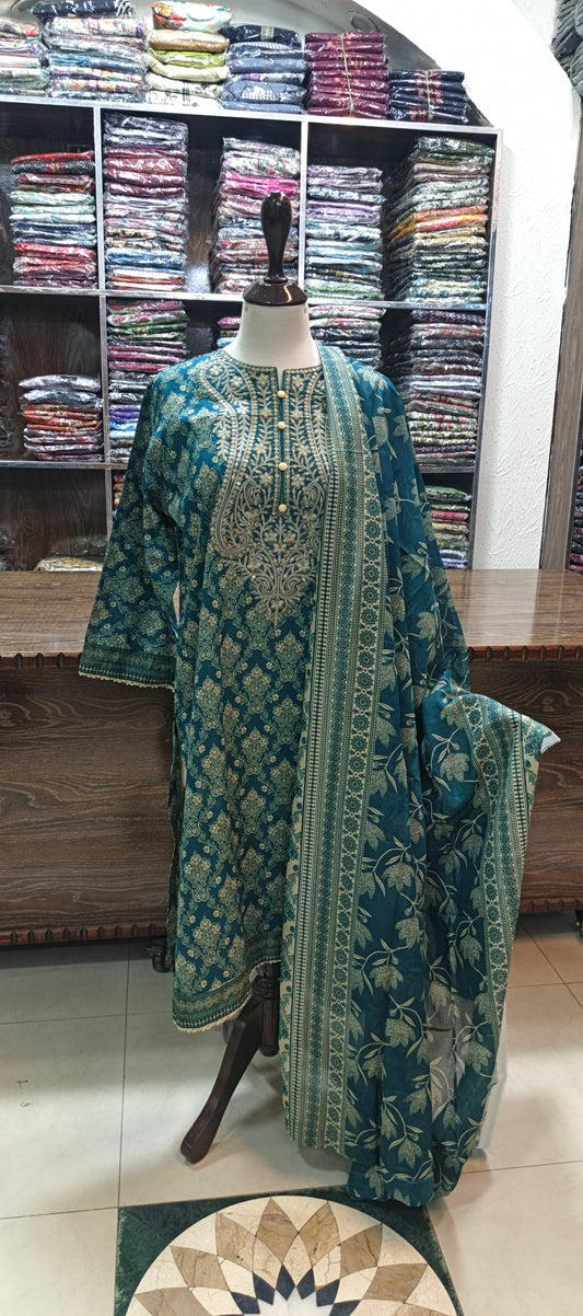 HZ embroidered premium lawn stiched shirt trouser 3 pcCG