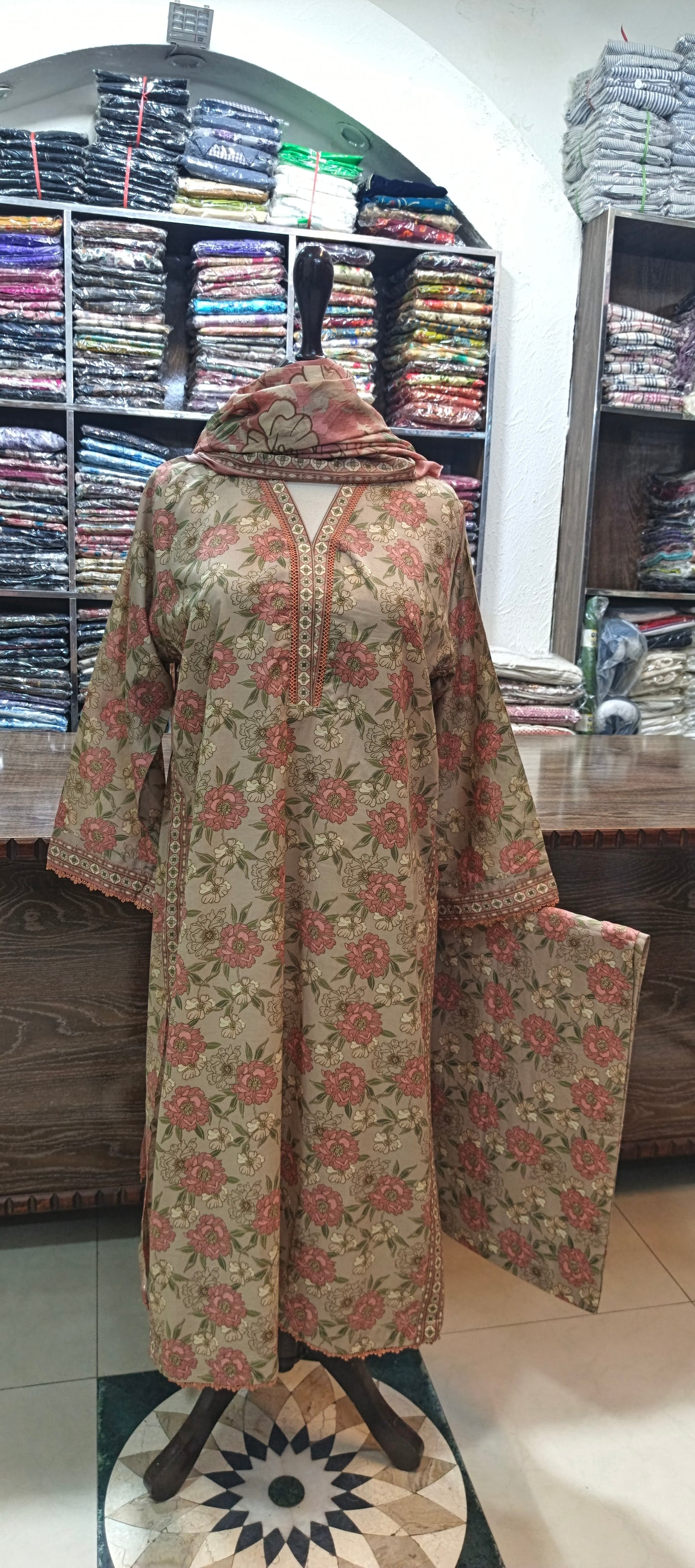 Bin saeed long shirt trouser stiched 3 pc pchskin37