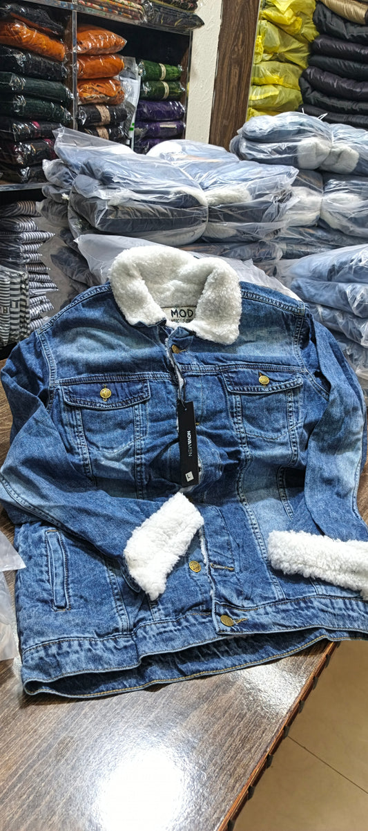 Denim fur jacket