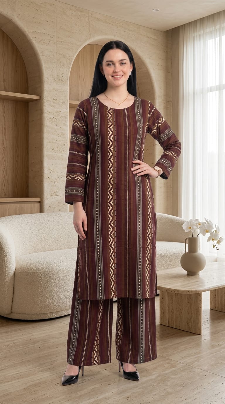Linen stiched shirt trouser 2 pc suits mron
