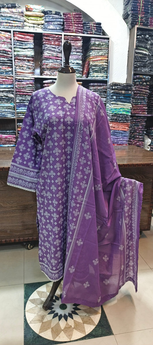 Safina premium lawn stiched long shirt trouser 3pc prpwt