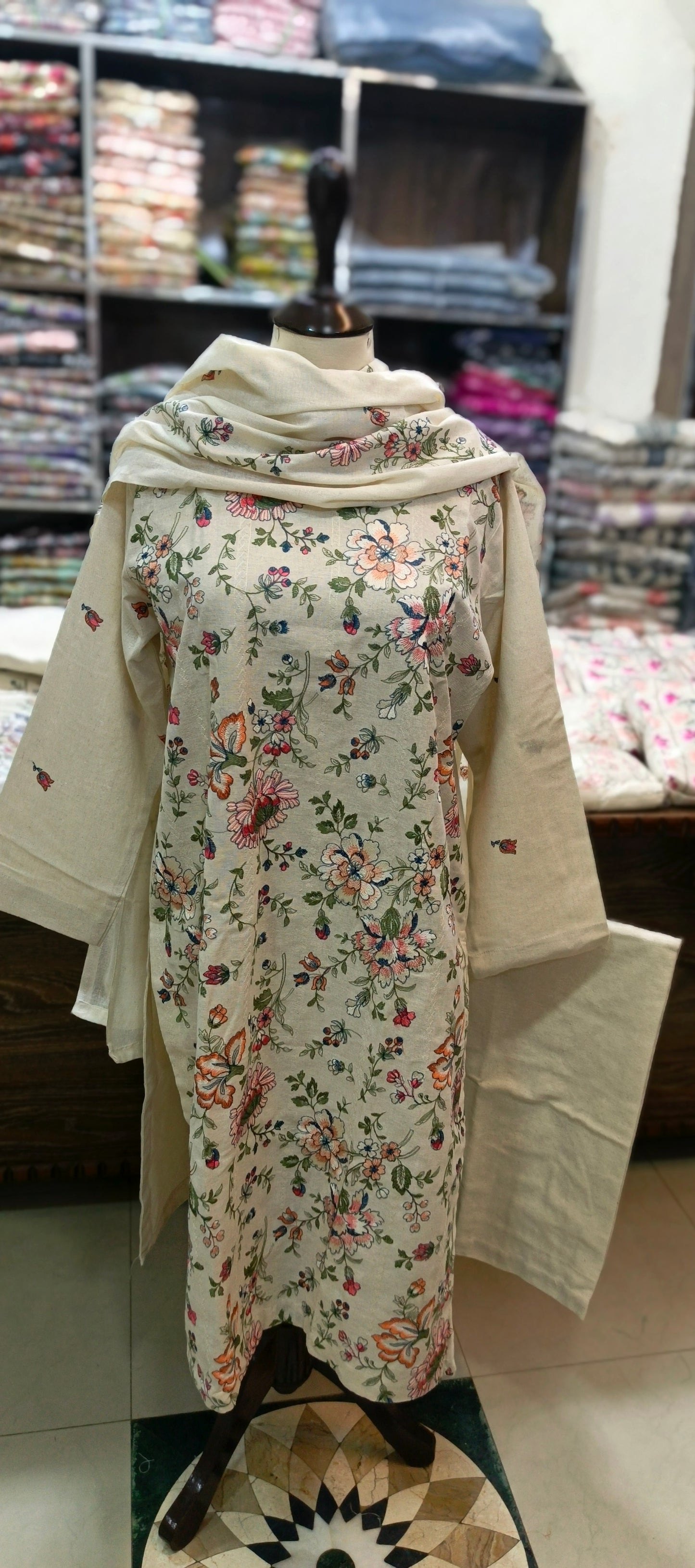 Karandi khaddar embroidered stiched 3 pc