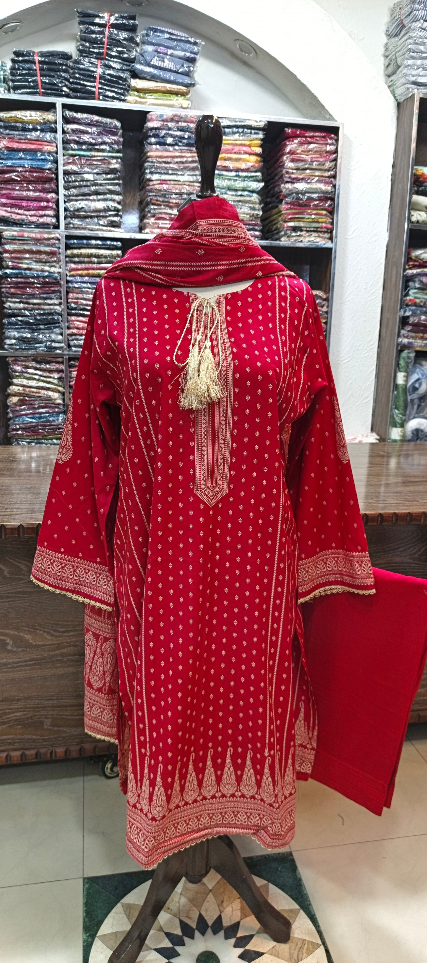 Bin saeed premium lawn stiched shalwar kameez 3 pc