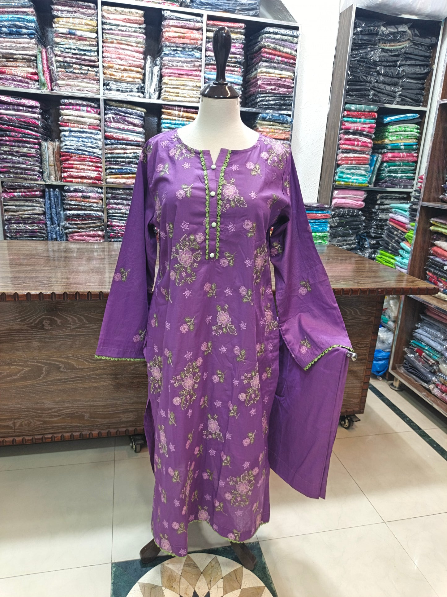 Breeze embroidered lawn stiched long shirt trouser 2pc csprp