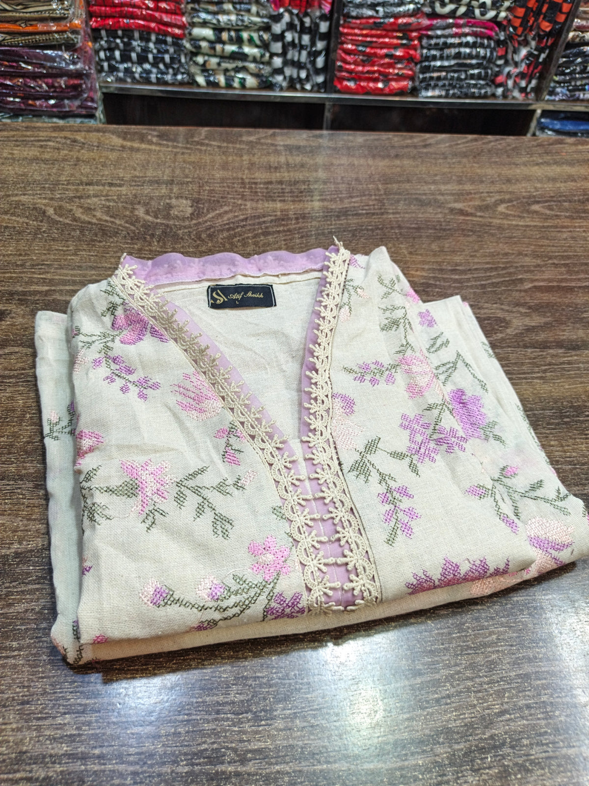 Khaddar embroidered stiched 3pc prplfryl