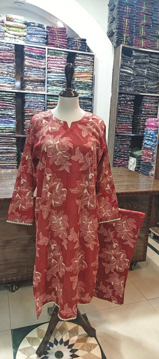 Bin saeed premium lawn stiched shirt trouser 2 pc