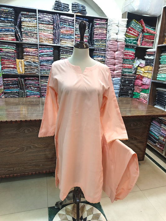 Solid pure lawn stiched shalwar kameez 2pc pch
