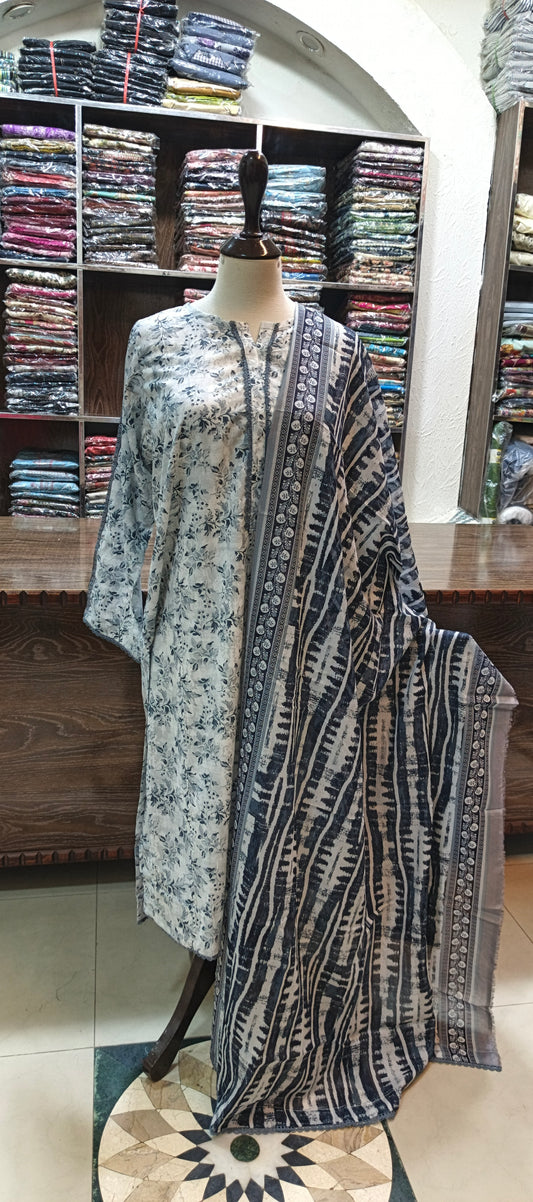 Binsaeed premium lawn stiched long shirt trouser 3 pc