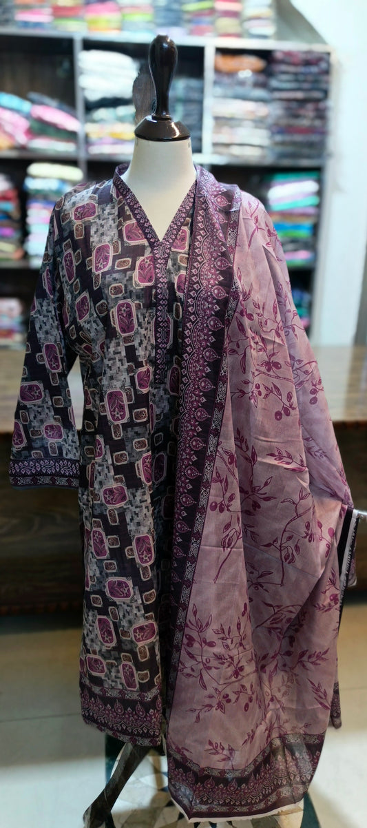 Co ord set 3 pc pure lawn