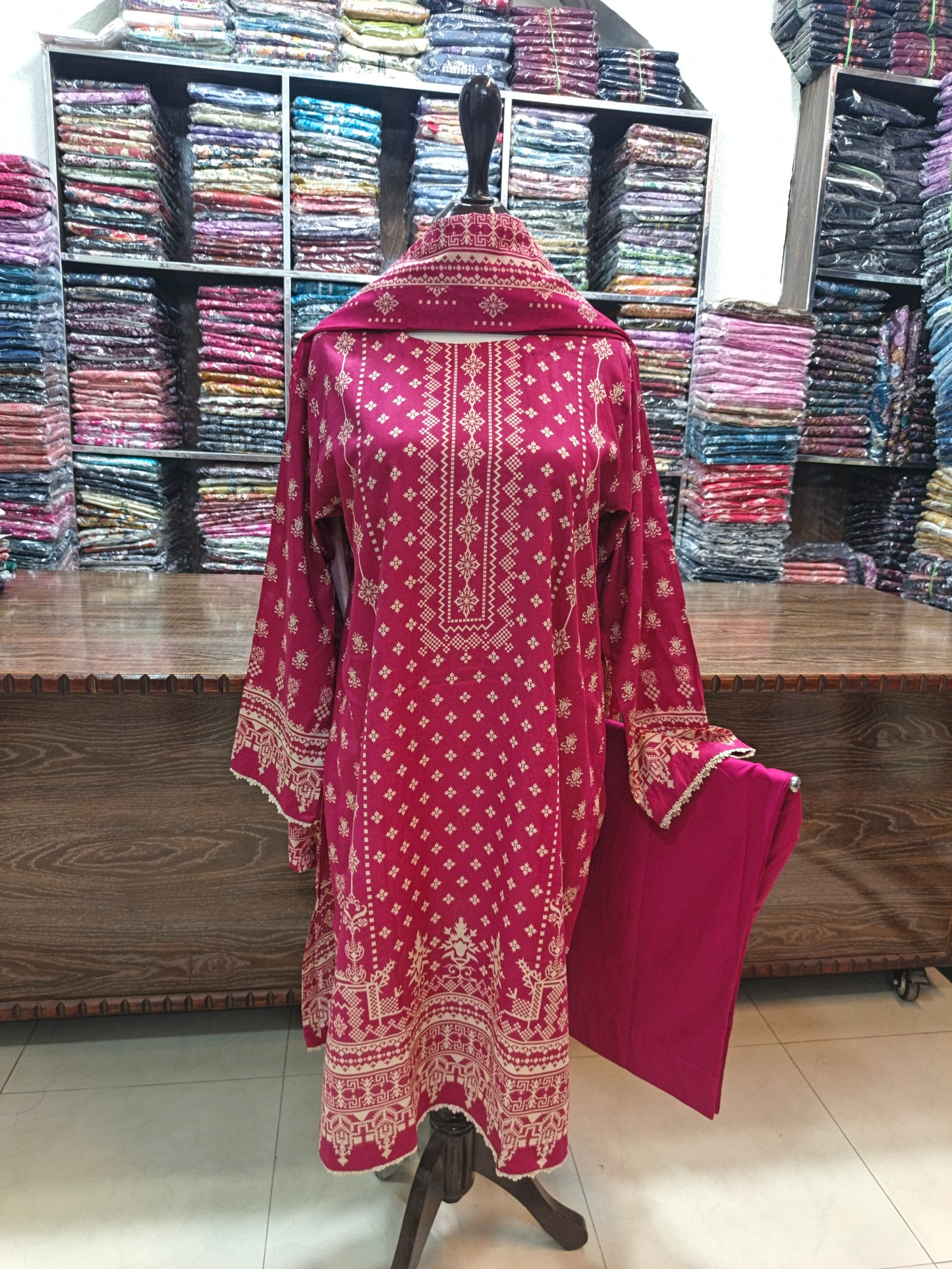 Safina premium lawn stiched shirt trouser 3pc mrnchun