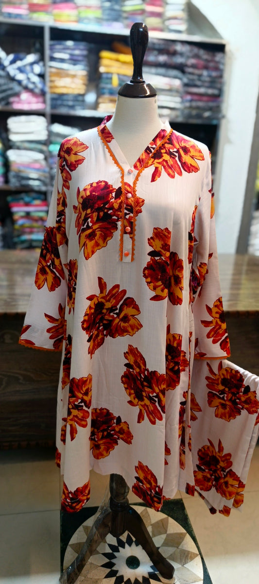 Linen frock set 2 pc