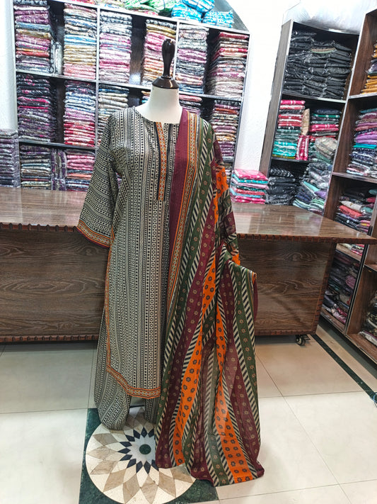 Binsaeed premium lawn stiched shirt trouser 3pc mrnchk