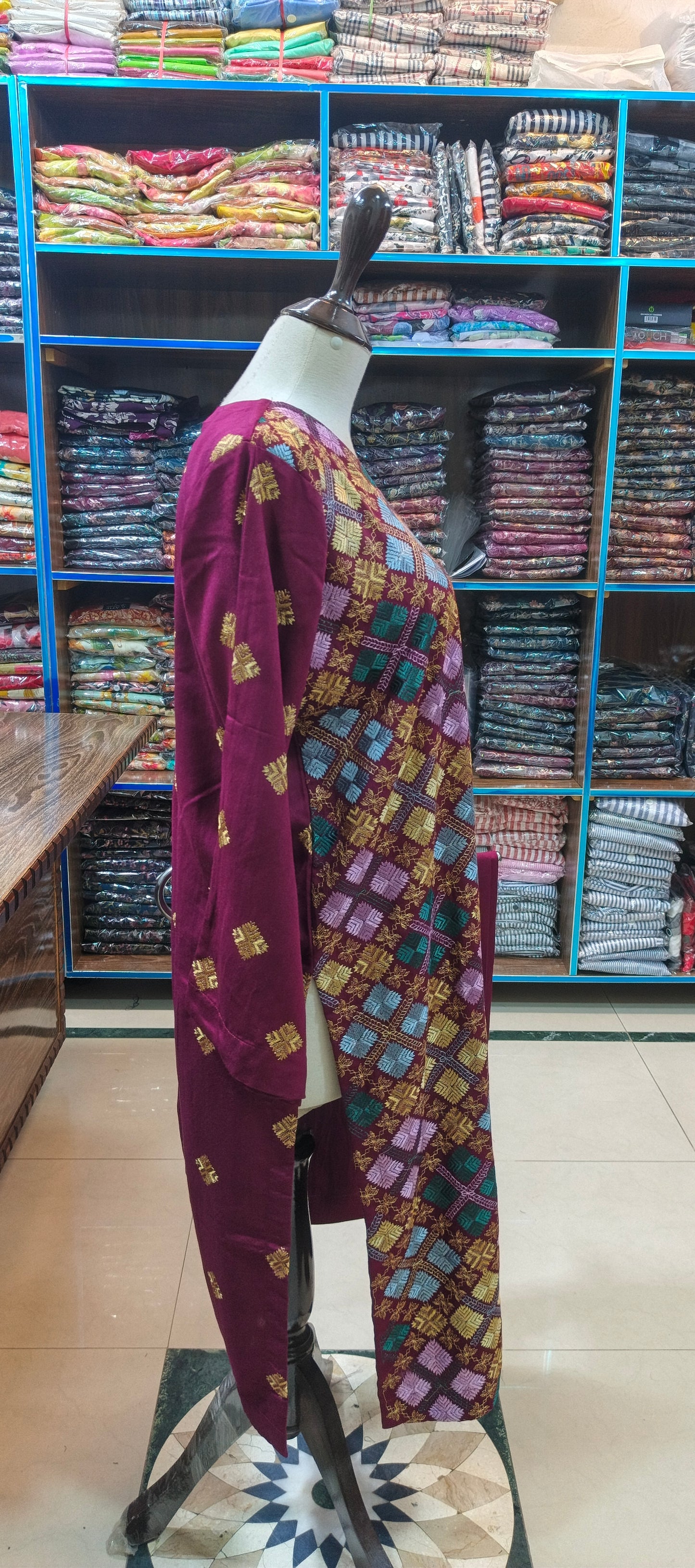 Mid summer karandi embroidered stiched 2 pc