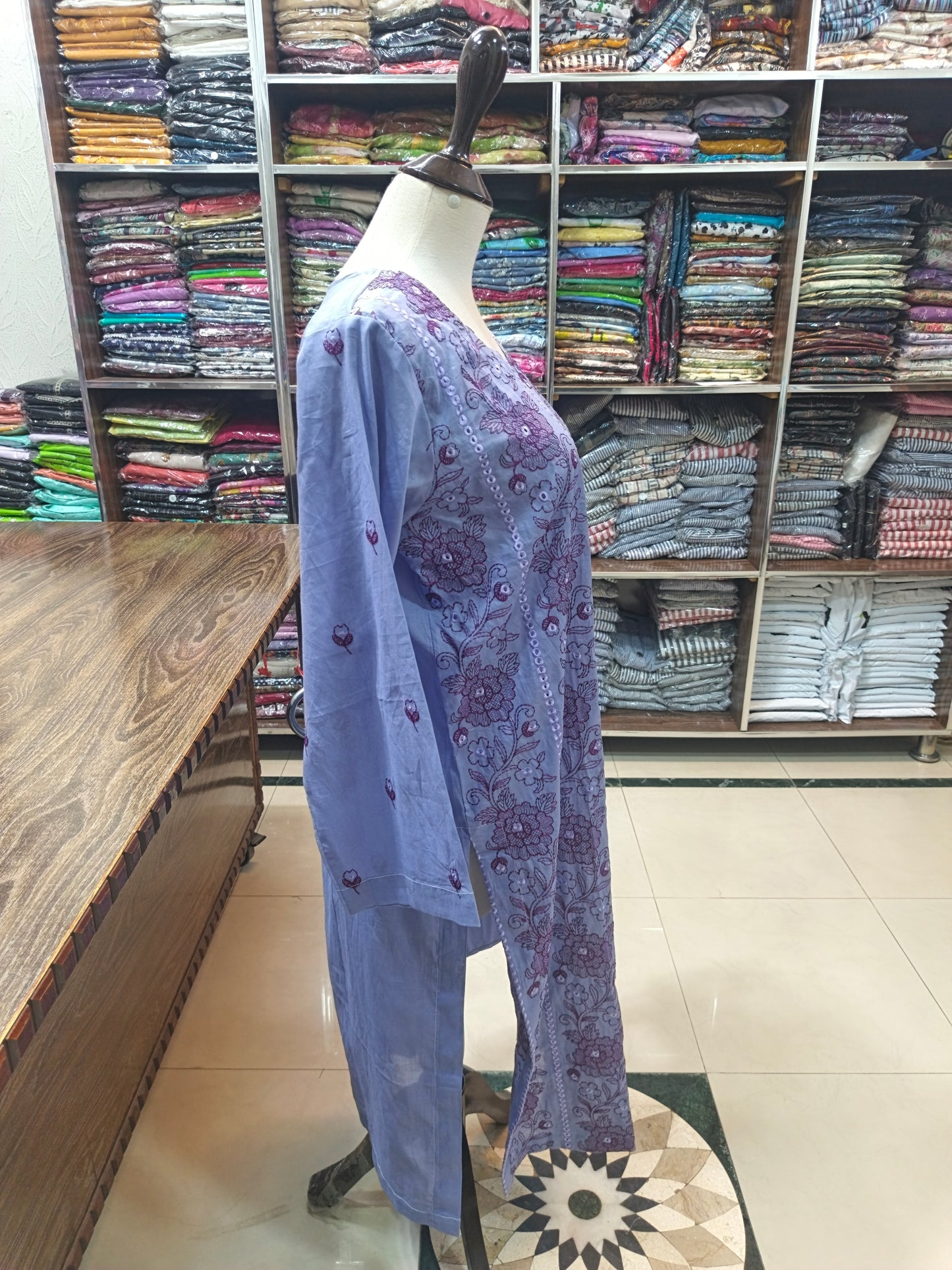 Breeze embroidered lawn stiched long shirt trouser 2pc inkck