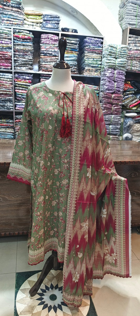 Bin saeed premium lawn stiched shalwar kameez 3 pc