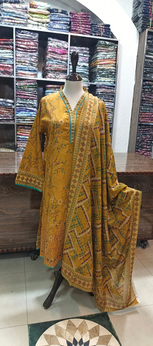 HZ premium lawn embroidered stiched shalwar kameez 3 pc mstyel