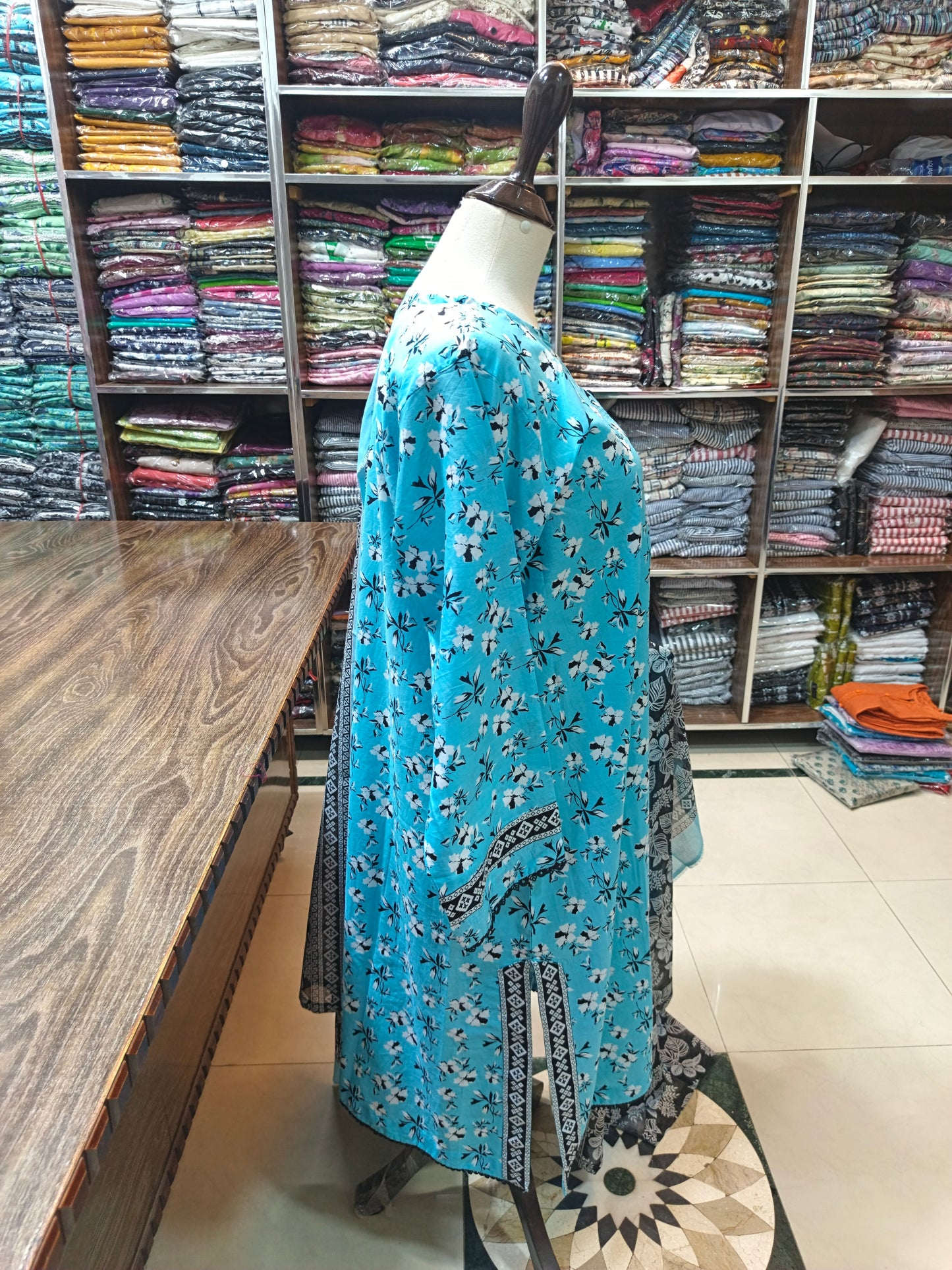 Binsaeed premium lawn stiched shirt trouser 3 pc skyw