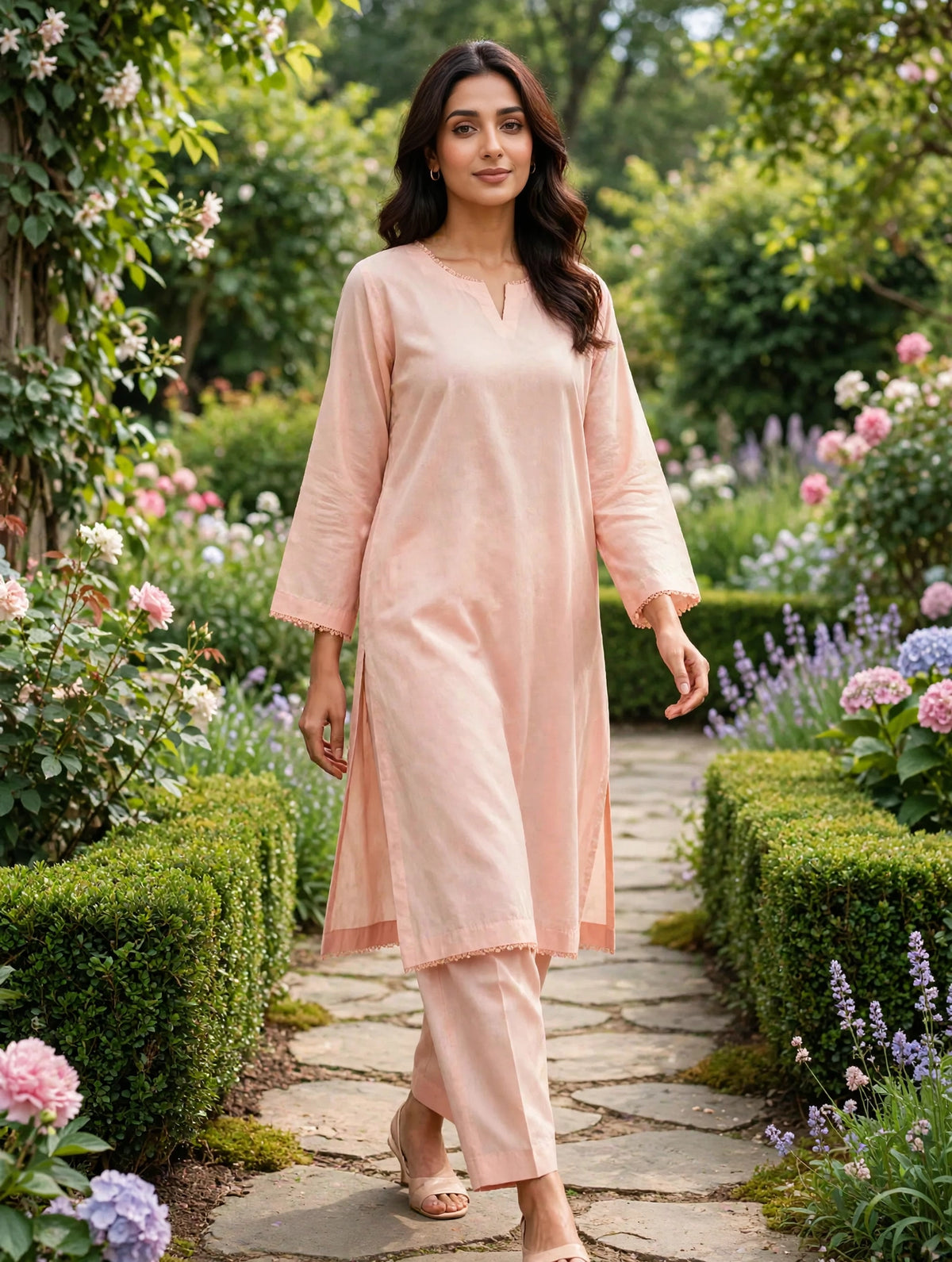 Solid pure lawn stiched shalwar kameez 2pc pch