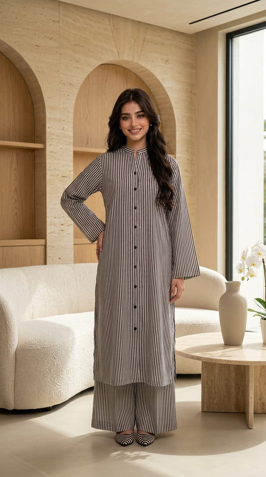 Linen stiched shirt trouser stiched 2 pc bw