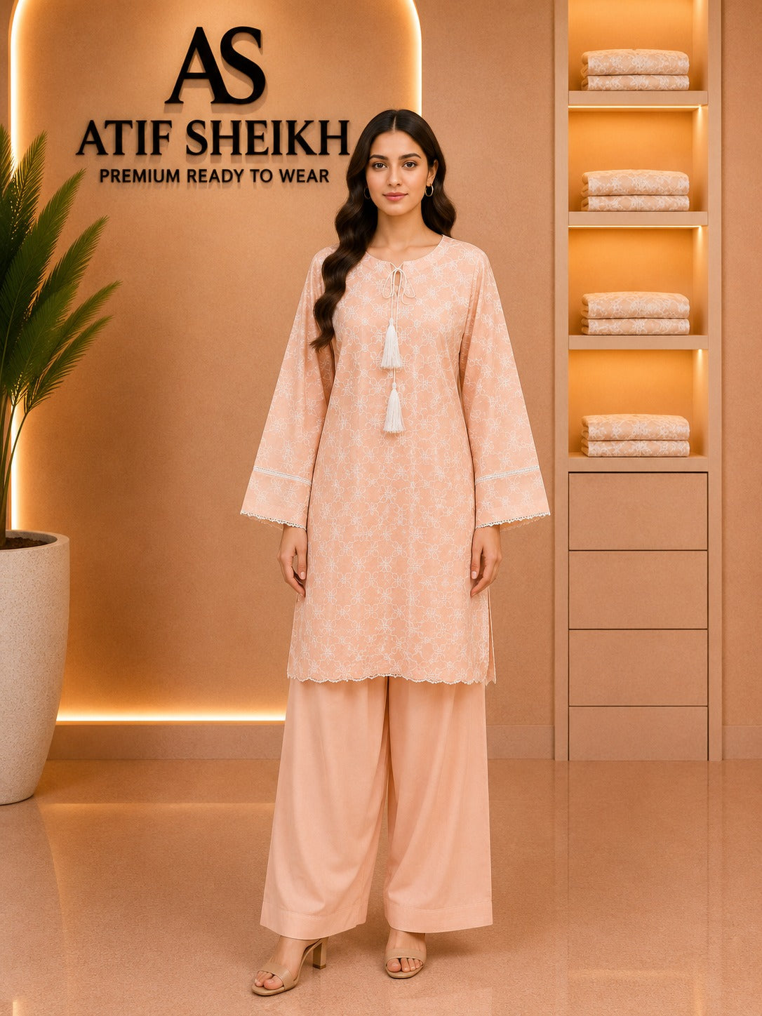 Lawn embroidered stiched short shirt shalwar 2pc pch