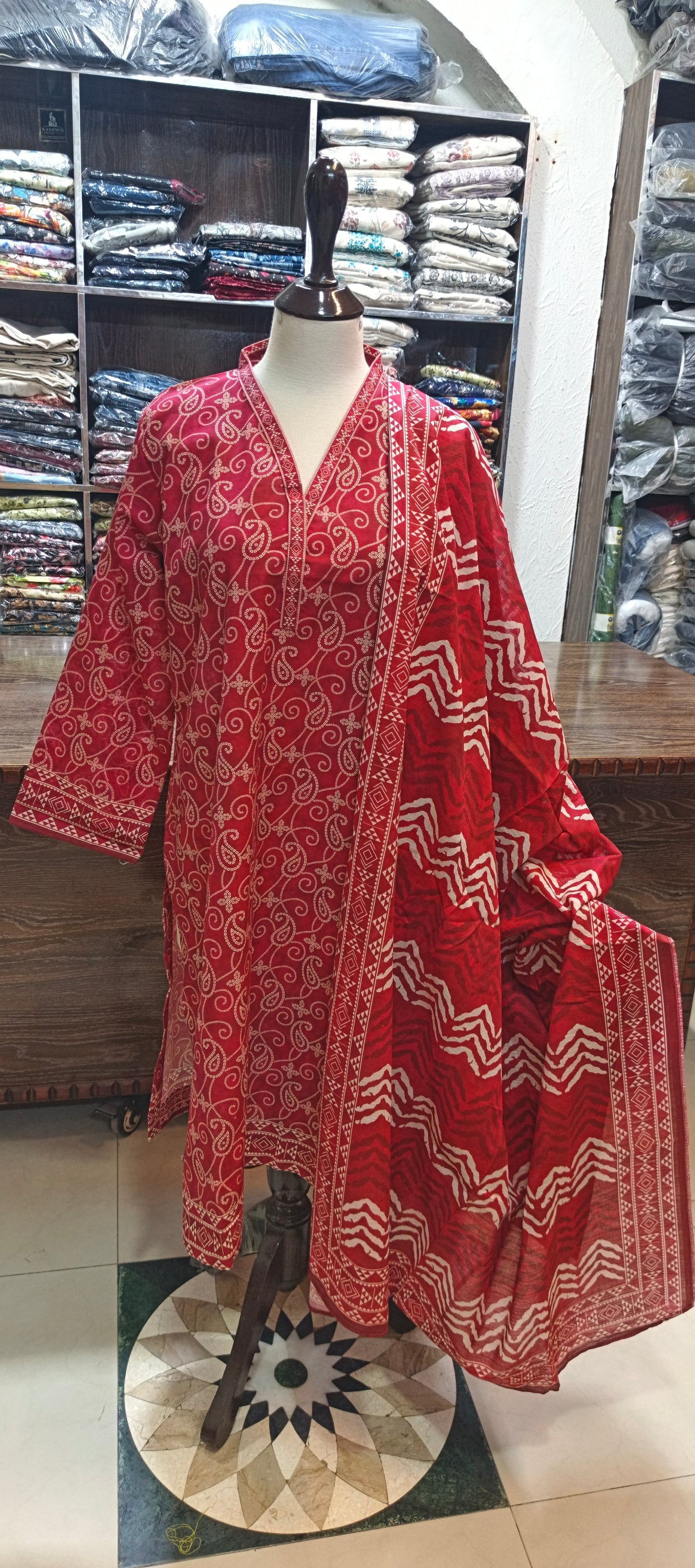 Bin saeed khaddar stiched shirt trouser 3 pc