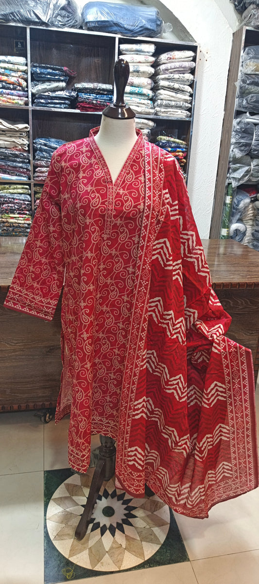 Bin saeed khaddar stiched shirt trouser 3 pc