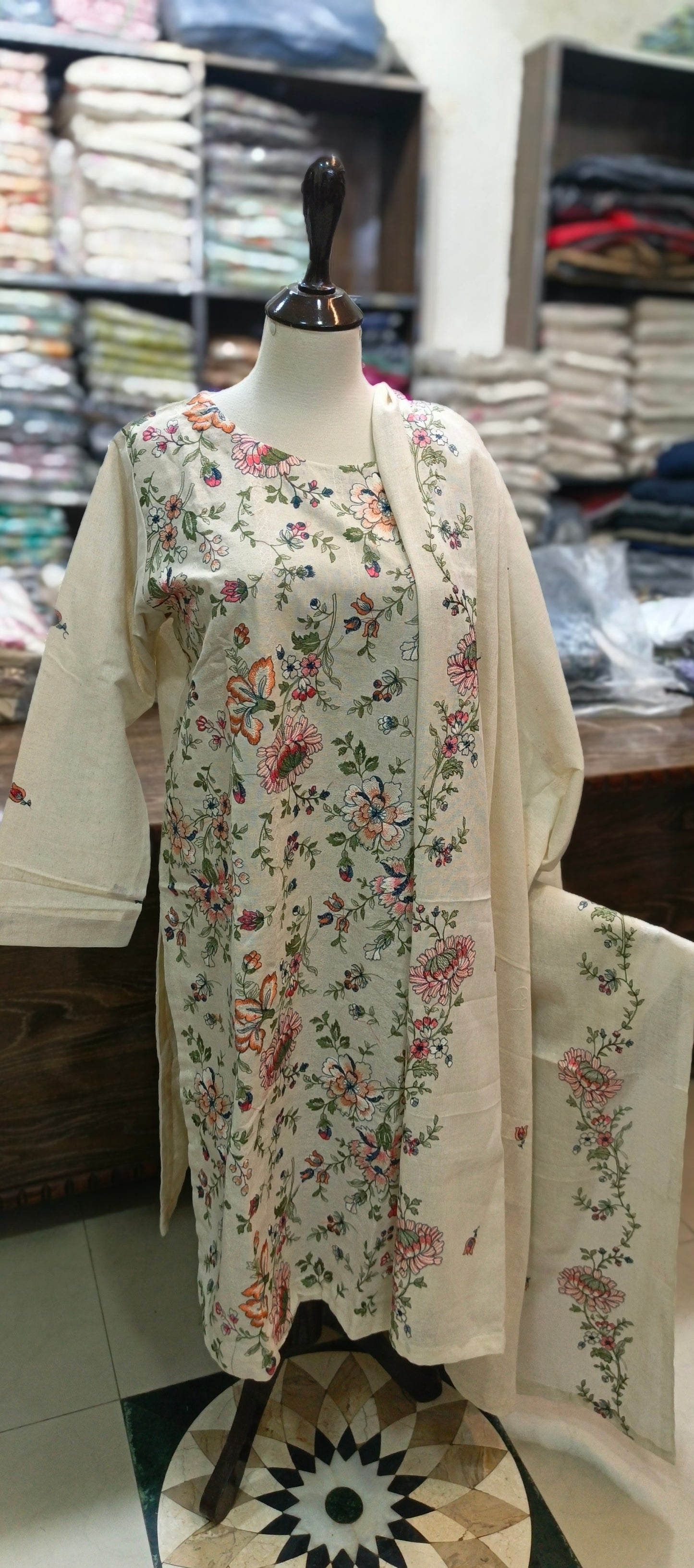 Karandi khaddar embroidered stiched 3 pc