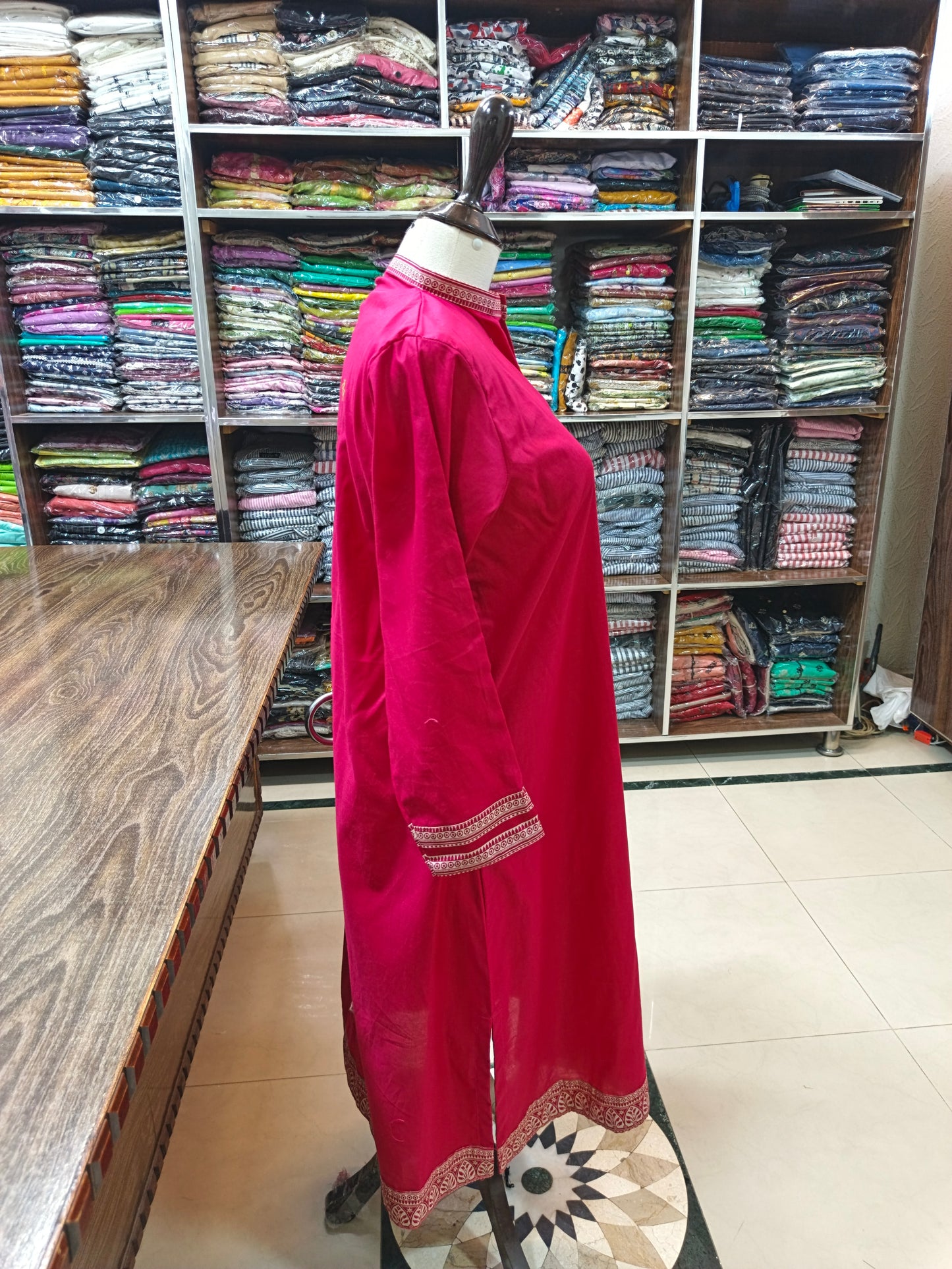 Solid pure lawn long co ord set 2 pc red