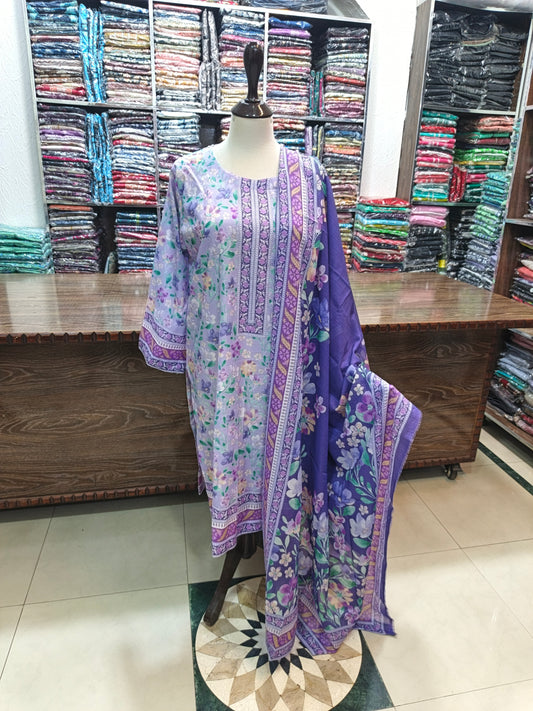 Binsaeed premium lawn stiched shalwar kameez 3pc llcgrn