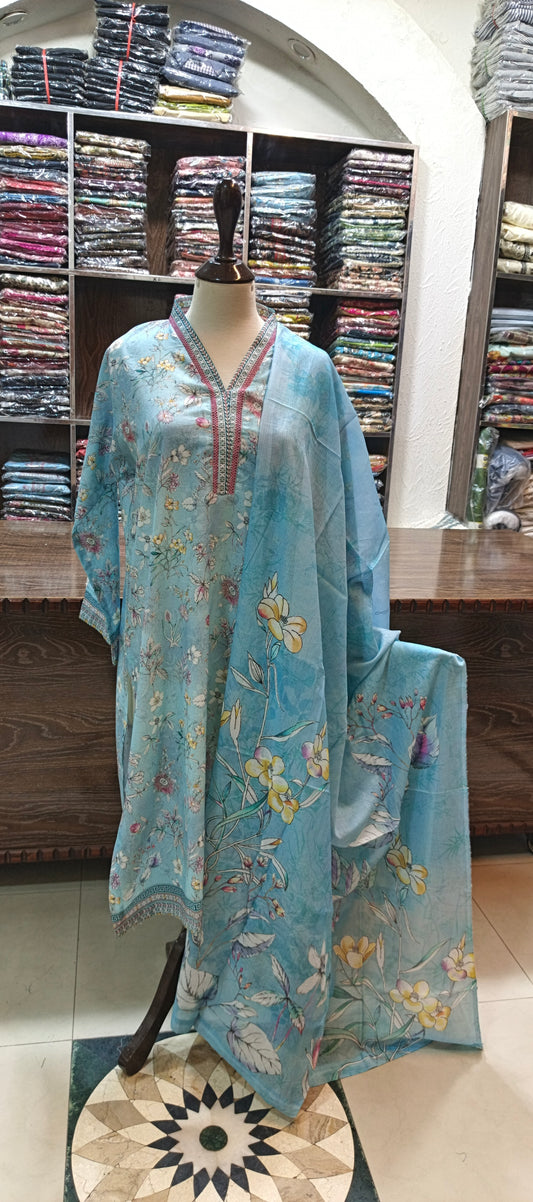 Bin saeed premium lawn stiched shalwar kameez 3 pc