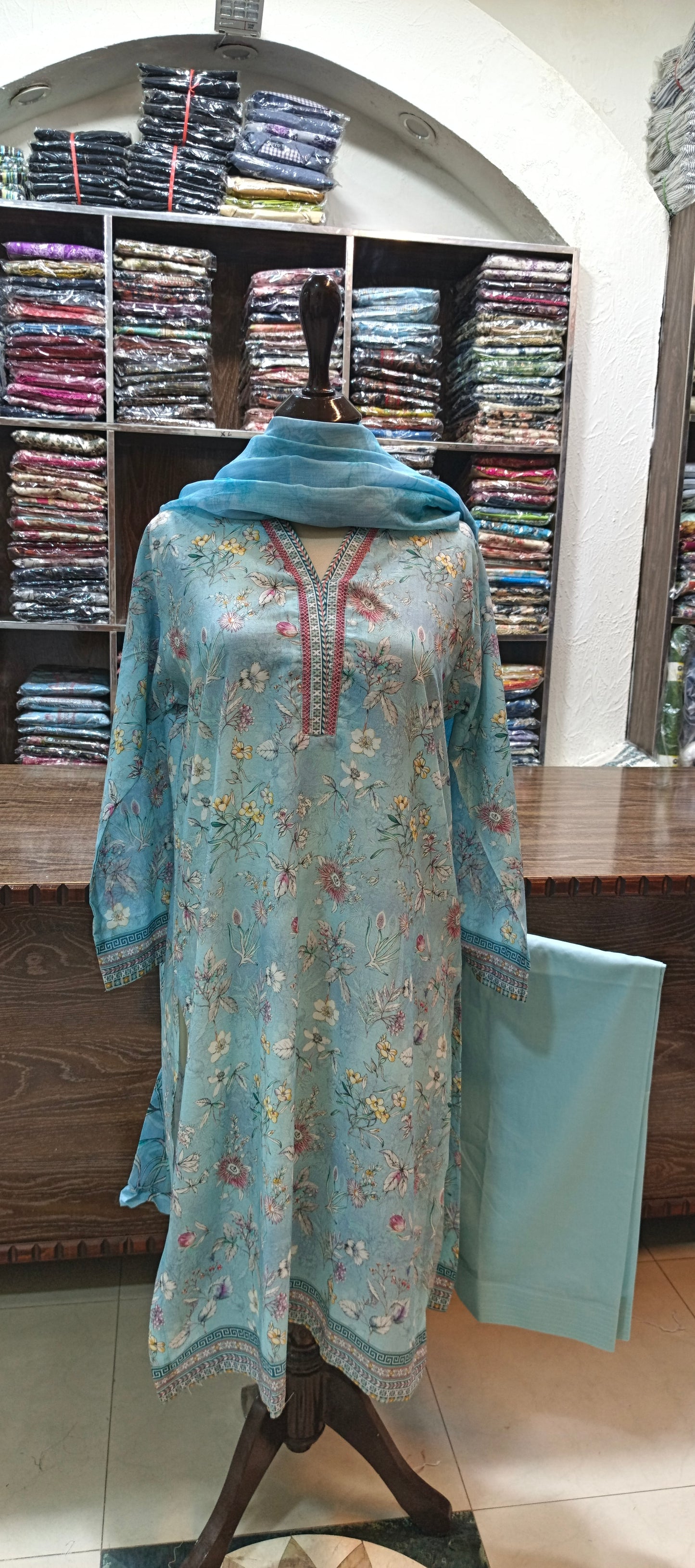 Bin saeed premium lawn stiched shalwar kameez 3 pc