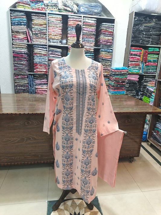 Breeze embroidered lawn stiched long shirt trouser 2pc pnkpnl