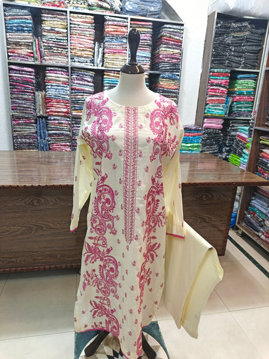 Breeze embroidered lawn stiched long shirt trouser 2 pc crms