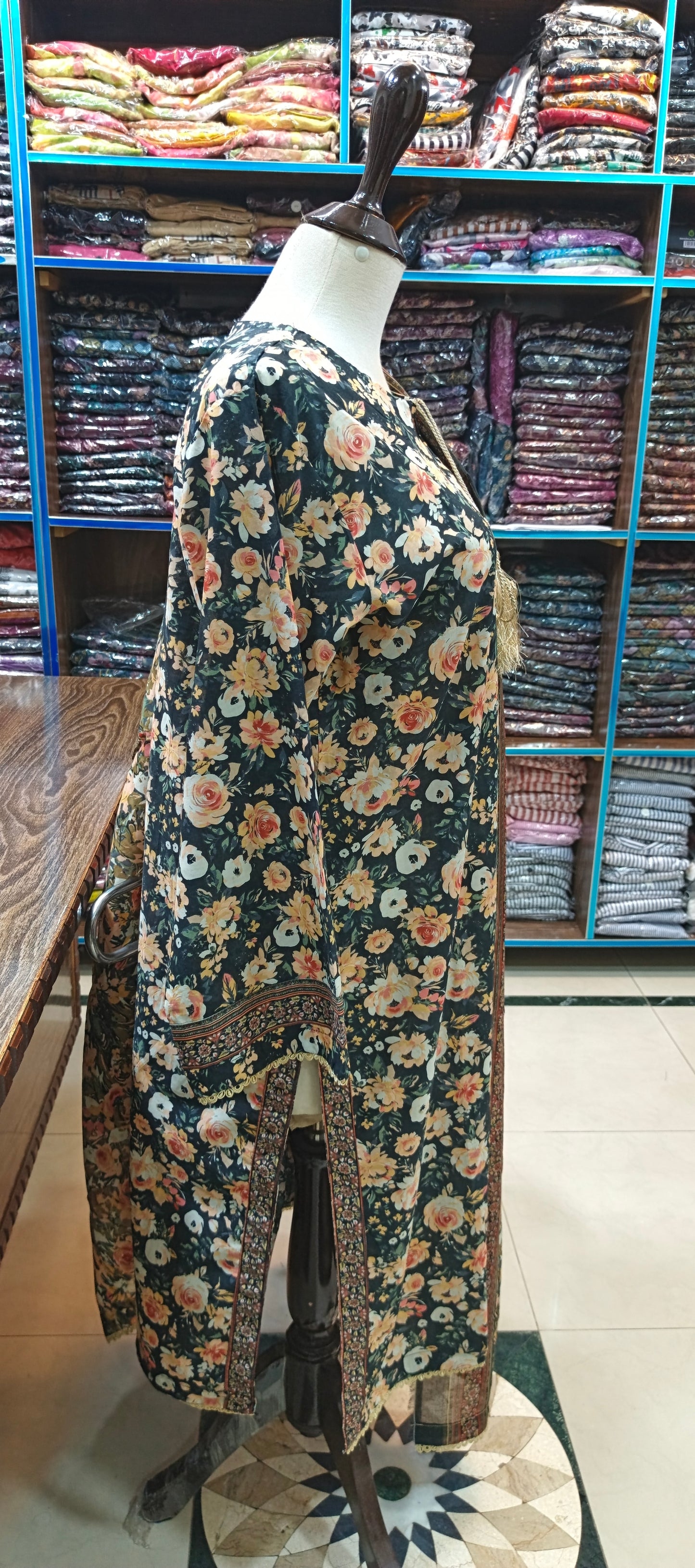 Bin saeed lawn stiched long shirt trouser 3 pc