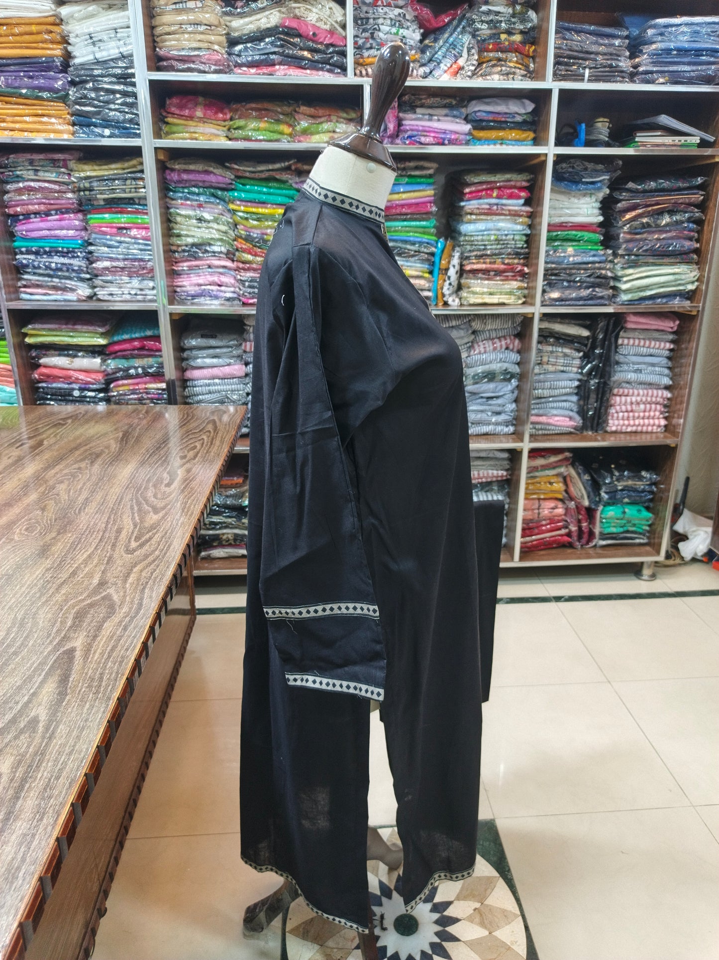 Solid pure lawn long co ord set 2 pc blk