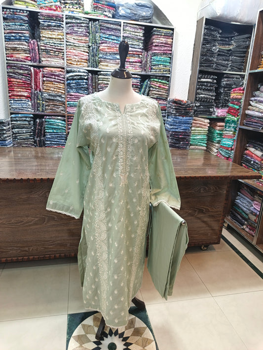 Breeze embroidered lawn stiched long shirt trouser 2 pc binapl