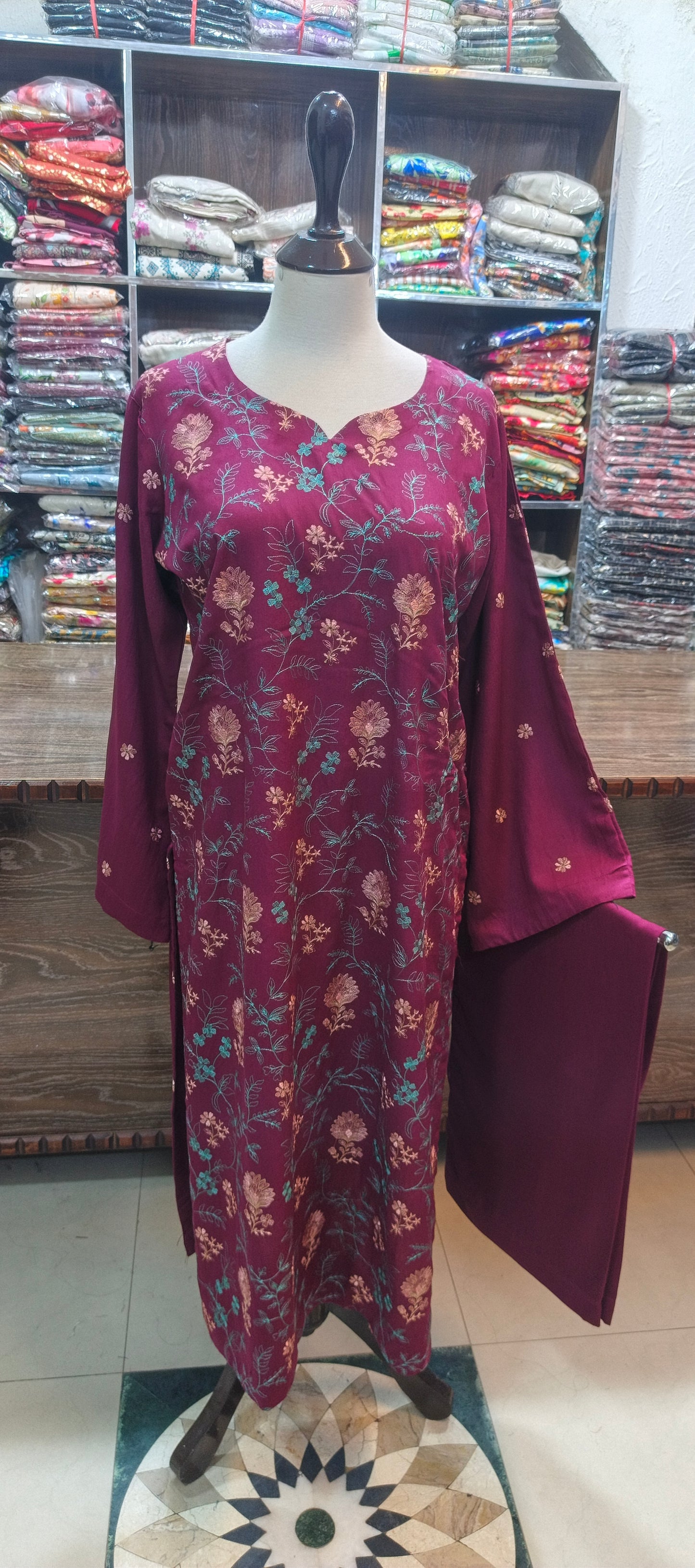 Karandi embroidered mid summer stiched 2 pc mrn p