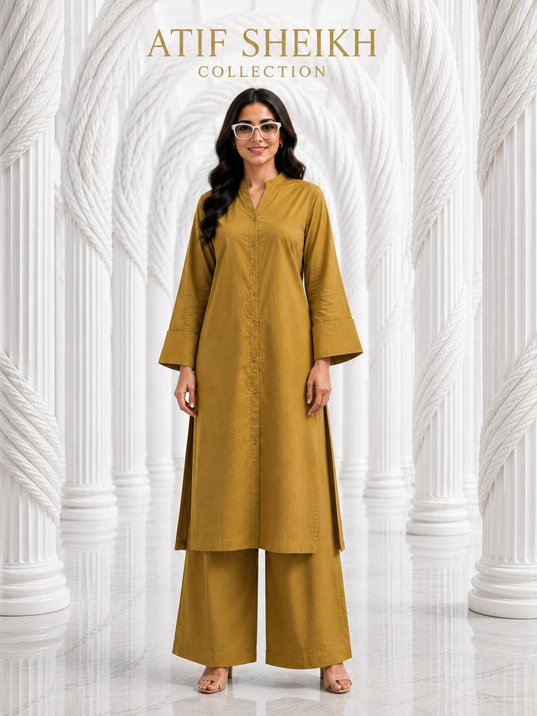 Binsaeed solid khaddar stiched shirt trouser 2p must