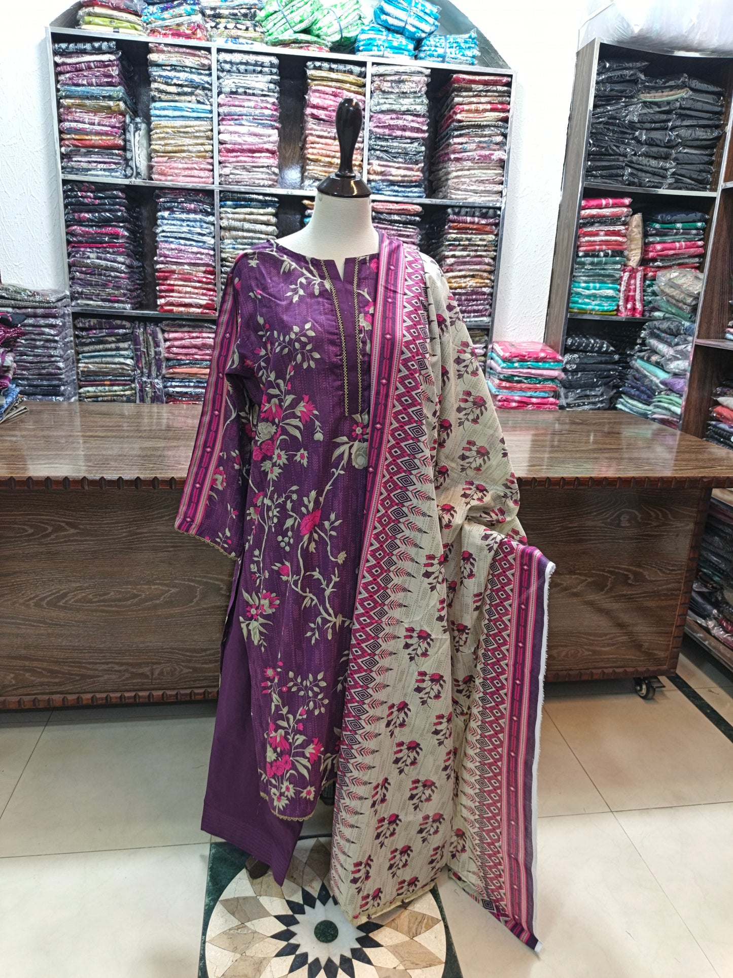 Safina premium lawn stiched shalwar kameez 3 pc plmfl