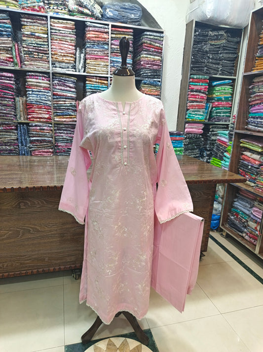Breeze embroidered lawn stiched long shirt trouser 2pc slfpnk